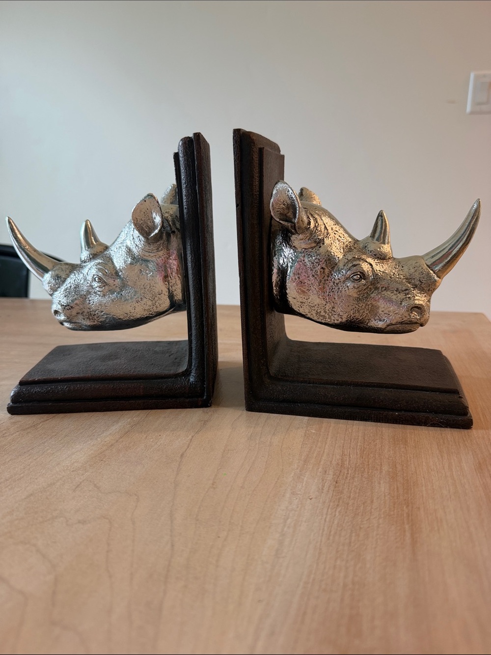 Pier 1 Silver and Black Rhino Bookends